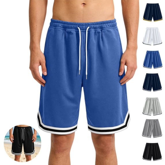 Mfakffe Basketball Shorts Men Drawstring Elastic Waist Gym Shorts with Pockets Loose Lightweight Running Workout Casual Shorts(Sky Blue,3XL)