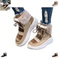 thumbnail image 1 of YOUYEDIAN Boots for Women Fall Winter Plush Soft Fashion Lace-up Platform Casual Warm Round Toe Mid Calf Boots Versatile Fuzzy Outdoor Non Slip Snow Shoes, 1 of 5
