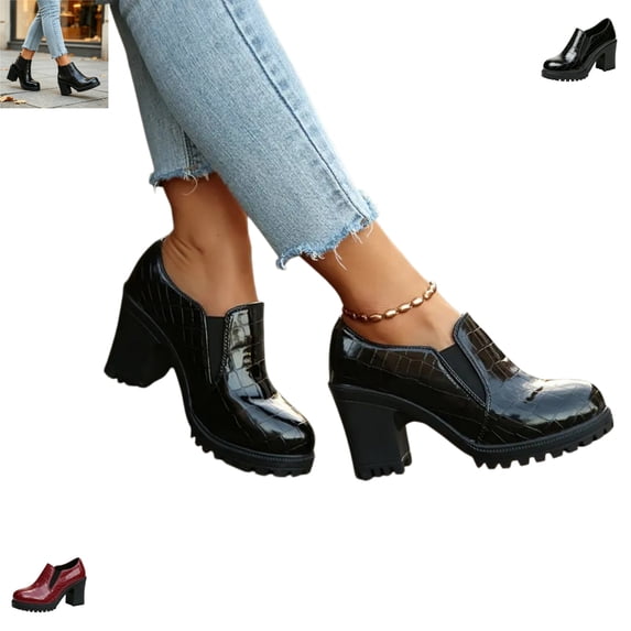 YOUYEDIAN Boots for Women Fall Winter Casual Round Toe Comfortable Short Booties Mid Block Heel Leather Warm Fashion Shoes
