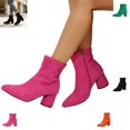 thumbnail image 1 of YOUYEDIAN Boots for Women Fall Winter Fashion Print Block Heel Versatile Pointed Toe Ankle Booties Side Zipper Warm Outdoor Walking Shoes, 1 of 5