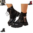 thumbnail image 1 of YOUYEDIAN Boots for Women Fall Winter Versatile Lace-up Design Round Toe Fashion Deco Ankle Booties Casual Platform Comfy Warm Outdoor Walking Shoes, 1 of 5