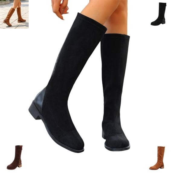 YOUYEDIAN Boots for Women Hign Top Fashion Block Heel Back Zipper Casual Warm Booties Comfy Fall Winter Outdoor Round Toe Walking Shoes
