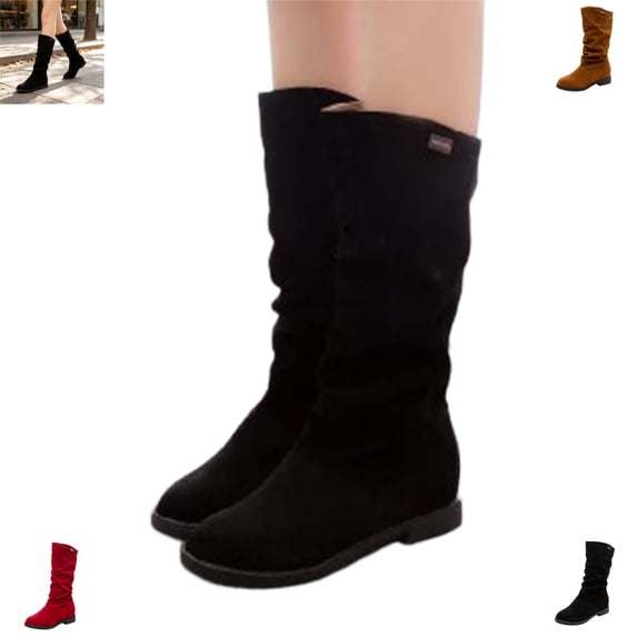 YOUYEDIAN Boots for Women Low Heel Fashion Round Toe Warm Versatile Mid Top Booties Fall Winter Casual Outdoor Comfortable Shoes