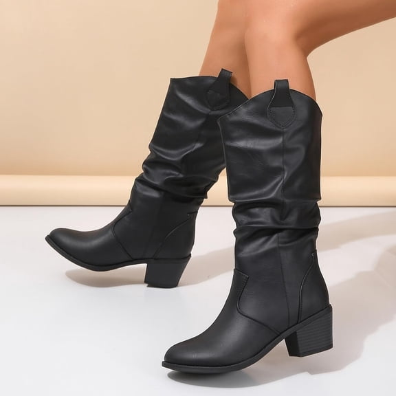 YOUYEDIAN Boots for Women - Mid Calf Fall Boots 2024 with chunky Heel, Casual & Stylish