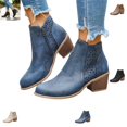 thumbnail image 1 of YOUYEDIAN Boots for Women Pointed Toe Mid Block Heel Comfy Ankle Booties Outdoor Fashion Side Zipper Breathable Casual Shoes, 1 of 5