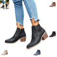 thumbnail image 1 of YOUYEDIAN Boots for Women Pointed Toe Mid Block Heel Comfy Ankle Booties Outdoor Fashion Side Zipper Breathable Casual Shoes, 1 of 5