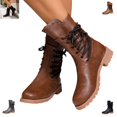thumbnail image 1 of YOUYEDIAN Boots for Women Side Lace-up Versatile Ankle Mid Top Booties Block Low Heel Comfy Casual Outdoor Shoes, 1 of 5