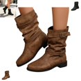 thumbnail image 1 of YOUYEDIAN Boots for Women Versatile Mid Top Loose Fashion Low Heel Comfy Boots Casual Walking Outdoor Non Slip Round Toe Shoes, 1 of 5