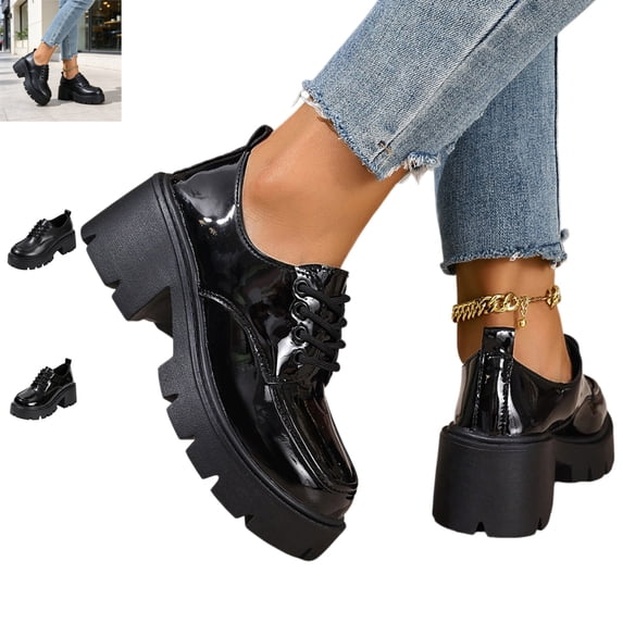 YOUYEDIAN Boots for Women Versatile Round Toe Lace-up Vintage Block Heel Ankle Bootie Fashion Comfortable Non Slip British Style Outdoor Shoes