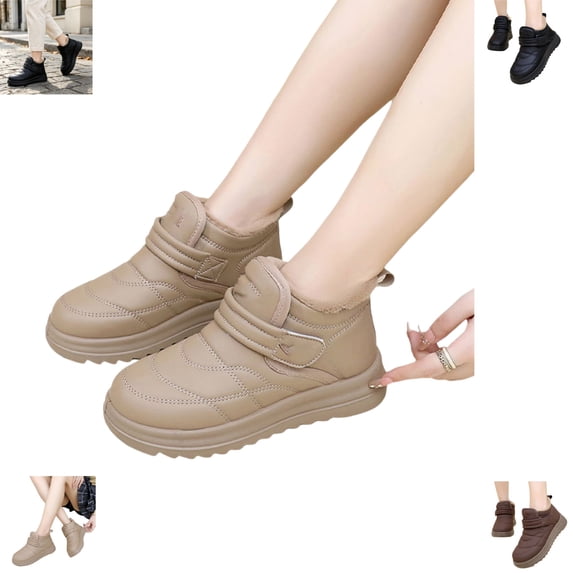 YOUYEDIAN Boots for Women Winter Non Slip Fleece Lined Fashion Flats Warm Comfortable Versatile Snow Platform Shoes