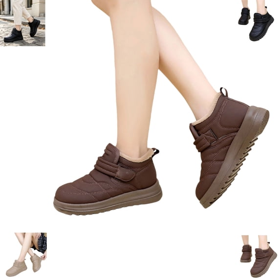 YOUYEDIAN Boots for Women Winter Non Slip Fleece Lined Fashion Flats Warm Comfortable Versatile Snow Platform Shoes