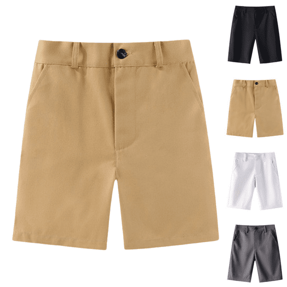 YOUYEDIAN Boy's School Uniforms Flat Front Bermuda Shorts Khaki 4-5 Years