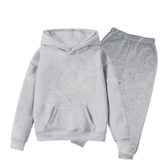 YOUYEDIAN Boys Girls Hoodies Set Long Sleeve Hoodie and Sweatpant Sets Child 2 Piece Sweatsuits Fall Winter Spring Outfits Gray-Gray 8-9 Years