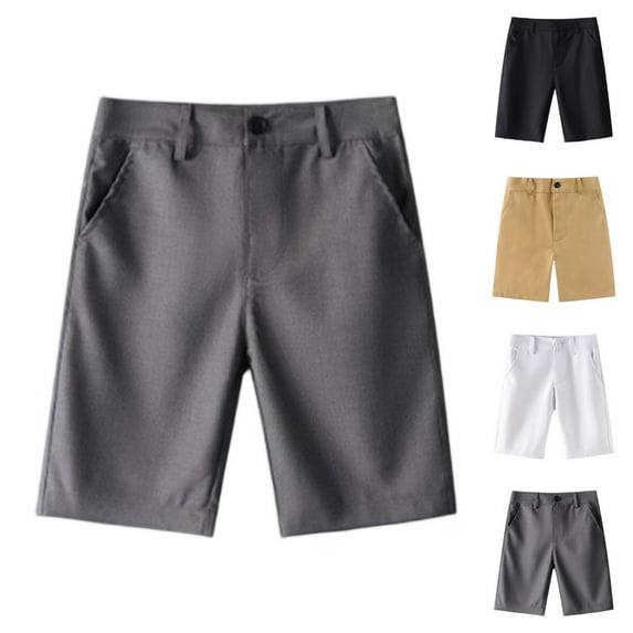 YOUYEDIAN Boys Girls Shorts Elastic Waist School Uniform Shorts Kids Casual Pull on Shorts with Pockets Gray 6-7 Years