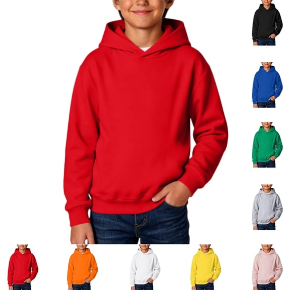 YOUYEDIAN Boys Hoodies Fall Winter Casual Hooded Sweatshirt Solid Color Loose Pullover Sweaters