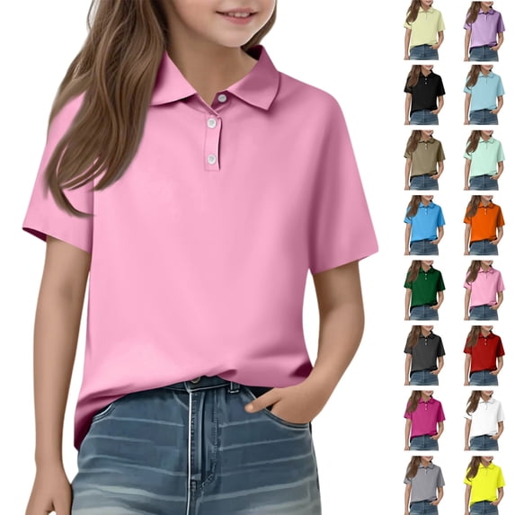 YOUYEDIAN Boys Polo Shirt Kids Summer Dress Short Sleeve School Uniforms Toddler Golf Collared Outfits Girls Athletic Tshirt