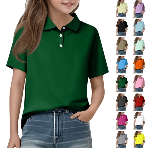 YOUYEDIAN Boys Polo Shirt Kids Summer Dress Short Sleeve School Uniforms Toddler Golf Collared Outfits Girls Athletic Tshirt