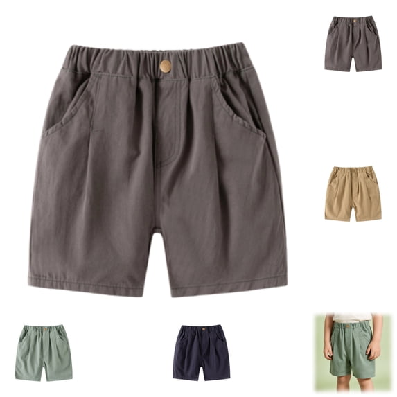 YOUYEDIAN Boys Shorts Kids Casual Baggy Elastic Waist Shorts Straight Leg Short Pants with Pockets