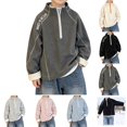 thumbnail image 1 of YOUYEDIAN Boys Sweatshirts Fall Winter Fashion 1/4 Zip up Mock Neck Fleece Pullover Tops, 1 of 5