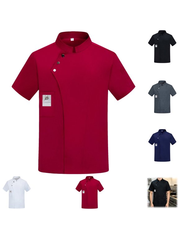 Chef Coat Men Women Short Sleeve Button T Shirt - Kitchen, Restaurant, Hotel Uniform
