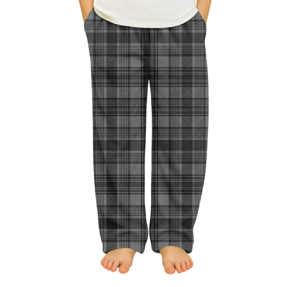 YOUYEDIAN Children's Cozy Flannel Pants, Soft Plaid Pajama Bottoms for Boys Girls, Loose Fit Sleepwear Dark Green 6-7 Years