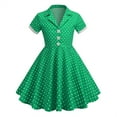 thumbnail image 1 of YOUYEDIAN Children's Dress Short Sleeve Polka Dot Vintage Dresses Summer Children's Princess Dress For Girls Army Green 8-9 Years, 1 of 5