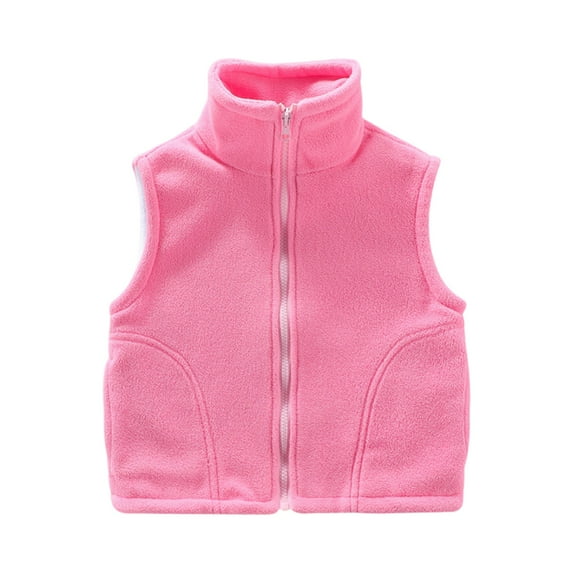 YOUYEDIAN Children's Solid-color Vests Cardigan Jackets For Girls Boys Pink 4-5 Years