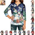 thumbnail image 1 of YOUYEDIAN Christmas 3/4 Sleeve Shirts for Girls Christmas Graphic Henley Tops, 1 of 4