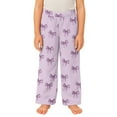 thumbnail image 1 of YOUYEDIAN Comfy Bow Print Pajama Pants for Girls Stretch Drawstring Lounge Pants with Pockets Bow Print Casual Wide Leg Pjs Bottoms Light Purple 2-3 Years, 1 of 5