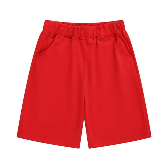 YOUYEDIAN Dress Shorts for Boys Girls School Uniform Kids Pull on Shorts Summer Casual Shorts Red 2-3 Years