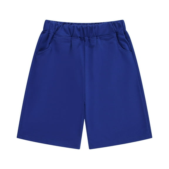 YOUYEDIAN Dress Shorts for Boys Girls School Uniform Kids Pull on Shorts Summer Casual Shorts Royal Blue 6-7 Years