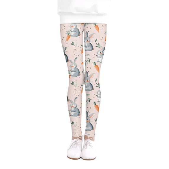 YOUYEDIAN Easter Leggings for Girls Kids Workout High Waist Yoga Pants Toddler Stretch Skinny Tummy Control Trousers (Pink, 3-4 Years)