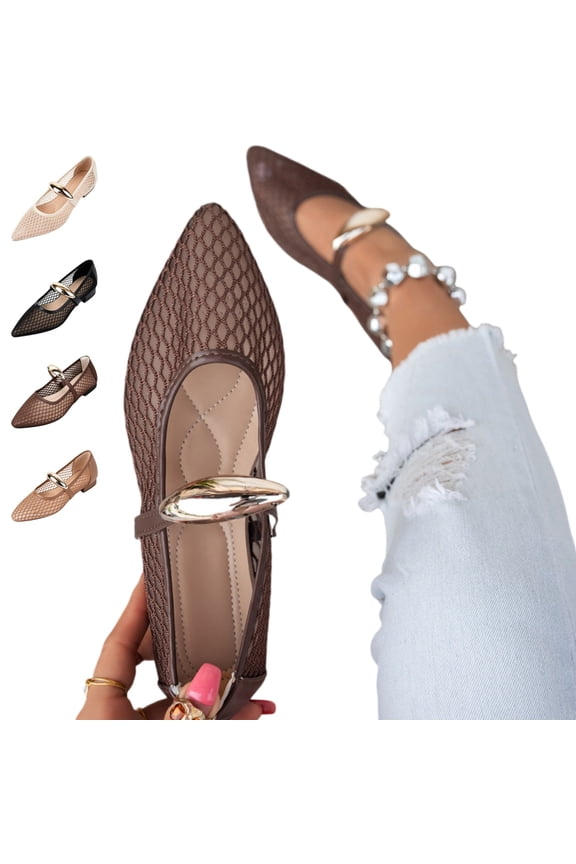 Flat Shoes for Women Dress Non Slip Slip on Mary Jane Shoes Spring Fall Work Walking Shoes Trendy Closed Toe Orthopedic Shoes (Brown)