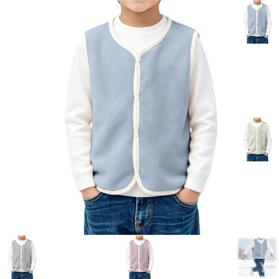 YOUYEDIAN Fleece Vest Jacket for Boys Kids Fall Winter Button Down Sleeveless Coat