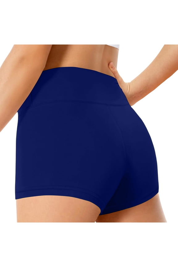 Girls Athletic Shorts Kids High Waist Biker Dance Gymnastics Shorts Comfy Yoga Active Workout Volleyball Shorts (Navy, 13-14 Years)