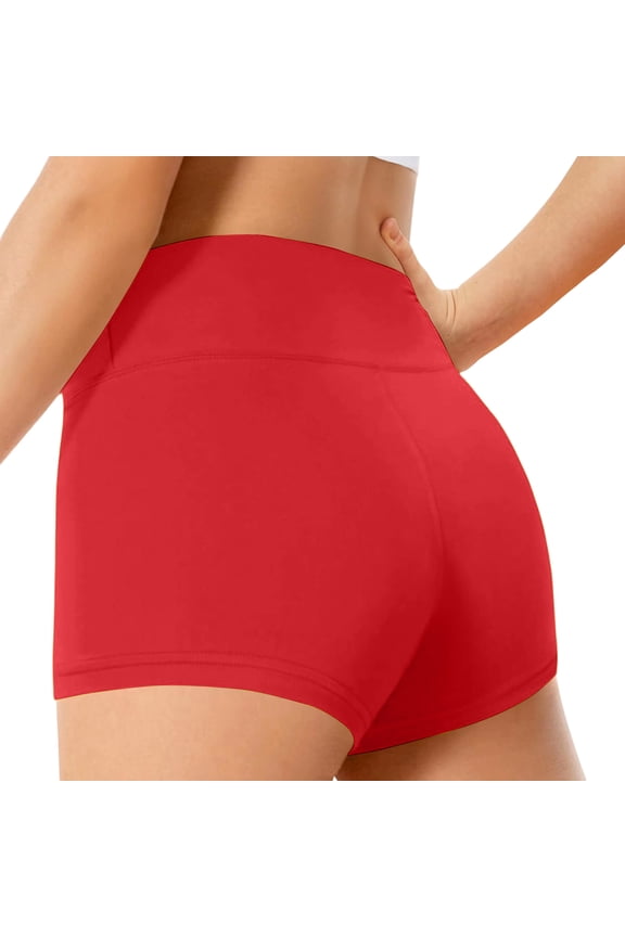 Girls Athletic Shorts Kids High Waist Biker Dance Gymnastics Shorts Comfy Yoga Active Workout Volleyball Shorts (Red, 9-10 Years)