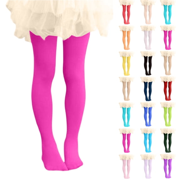 YOUYEDIAN Girls Ballet Tights Toddler Soft Footed Dance Tights Kids Stretch Skinny Leggings (Hot Pink, M)