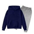 thumbnail image 1 of YOUYEDIAN Girls Boys Hoodie Set Long Sleeve Hooded Sweatshirts and Sweatpant Sets Toddler 2 Piece Sweatsuits Fall Winter Spring Outfits Gray-Navy 9-10 Years, 1 of 5