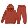 thumbnail image 1 of YOUYEDIAN Girls Boys Sweatsuit Tracksuit 2 Piece Kids Sweat Suits Long Sleeve Solid Color Sweat Set Plain Hooded Sweatshirt and Jogging Pant Kids Outfits Vermilion 9-10 Years, 1 of 3