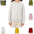 thumbnail image 1 of YOUYEDIAN Girls Cable Knit Cardigan Casual Fashion Warm Button Up Sweater, 1 of 5