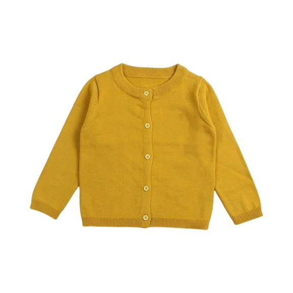 YOUYEDIAN Girls' Cardigan with Button Loose Long Sleeve Sweaters Uniforms Kids Solid Knit Sweater Outerwear Ginger 18-24 Months