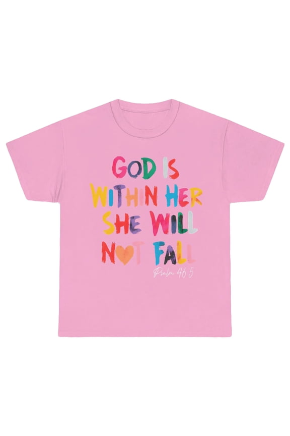 Girls Cute Christian Shirts God is Within Her T Shirt Kids Jesus Faith Bible Verse Graphic God Tees Tops (Pink, 6-7 Years)