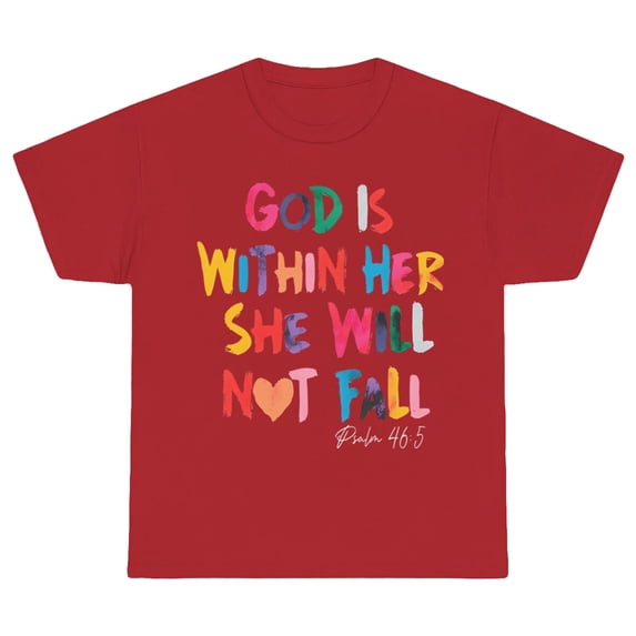 YOUYEDIAN Girls Cute Christian Shirts God is Within Her T Shirt Kids Jesus Faith Bible Verse Graphic God Tees Tops (Red, 3-4 Years)