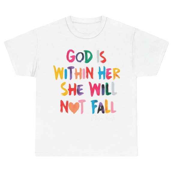 YOUYEDIAN Girls Cute Christian Shirts God is Within Her T Shirt Kids Jesus Faith Bible Verse Graphic God Tees Tops (White, 6-7 Years)