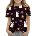 thumbnail image 1 of YOUYEDIAN Girls Easter T Shirts Kids 2026 Festival Cute Bunny Graphic Short Sleeve Shirts Holiday Casual Funny Cotton Outfits (Dark Purple, 13-14 Years), 1 of 5
