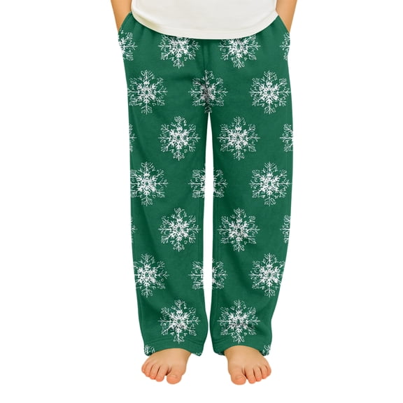 YOUYEDIAN Girls Flannel PJ Pants, Soft Plaid Pajama Bottoms for Lounge, Cozy Sleepwear Loose Fit with Pockets Green 9-10 Years