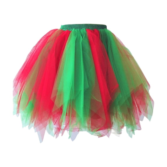 YOUYEDIAN Girls Layered Red Tulle Tutu Skirt for Party & Costume