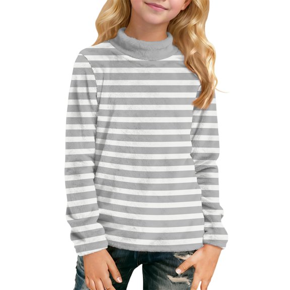 YOUYEDIAN Girls Lightweight Turtleneck Sweater, Long Sleeve Soft Knit Pullover, Cozy Fall and Winter Layer Light Gray 8-9 Years