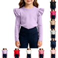 thumbnail image 1 of YOUYEDIAN Girls Long Sleeve Shirt Toddler Soft Comfy Crewneck Tops with Ruffle Trim, 1 of 4