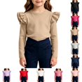 thumbnail image 1 of YOUYEDIAN Girls Long Sleeve Shirt Toddler Soft Comfy Crewneck Tops with Ruffle Trim, 1 of 5
